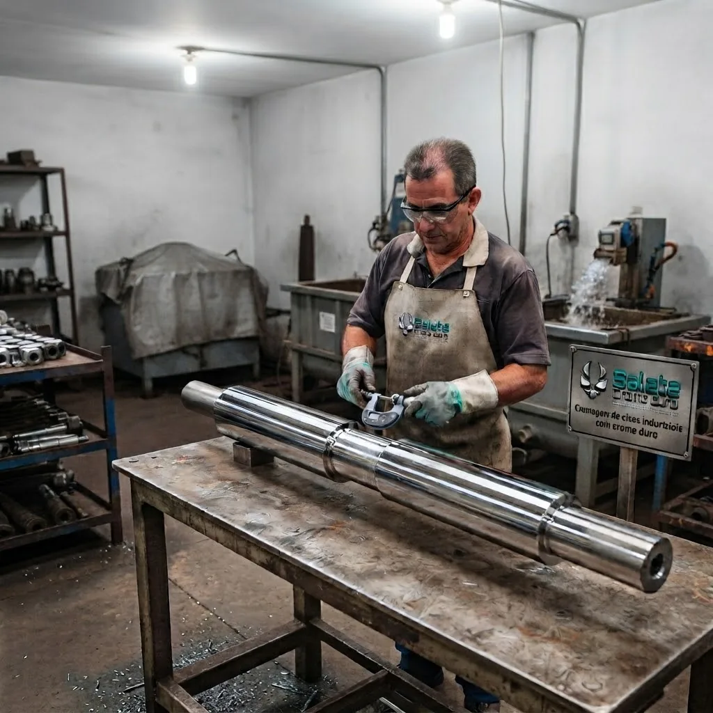 Cromagem de eixos industriais realizada pela Salete Cromo Duro