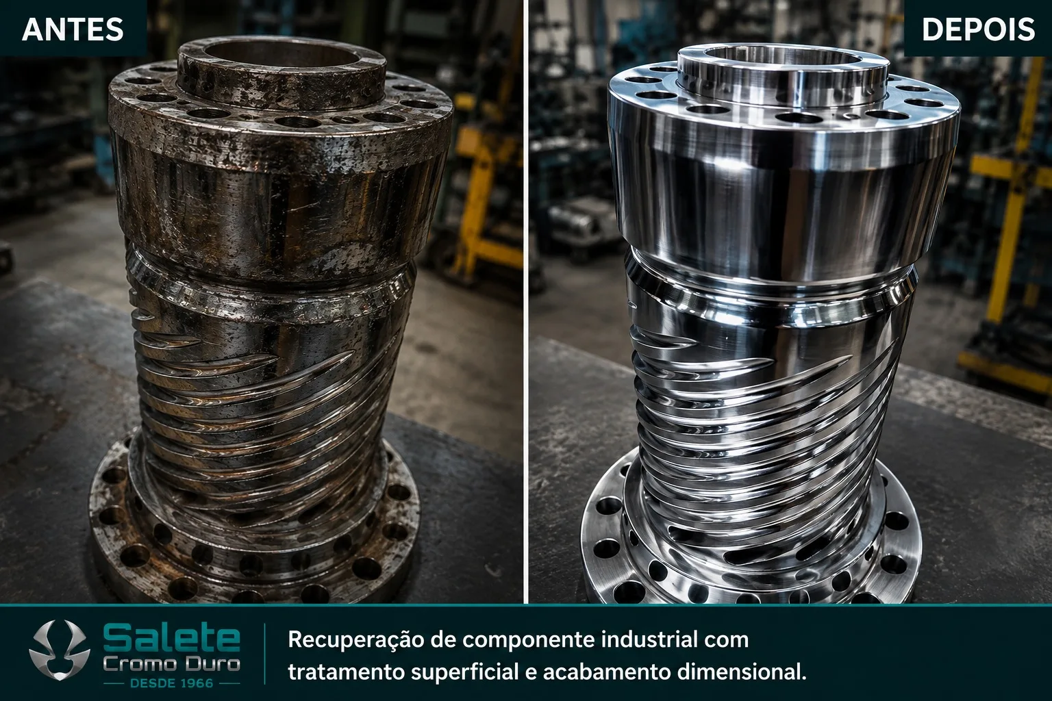 Recuperação de peça industrial com cromagem