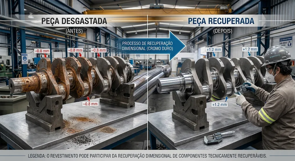 Revestimento em cromo duro para recuperação dimensional