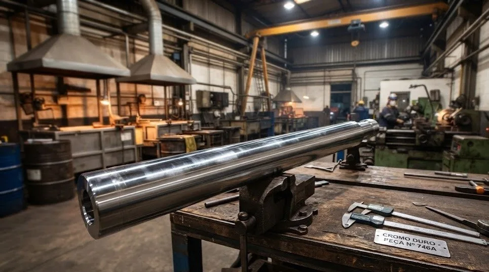 Tratamento de superfícies metálicas em peça industrial